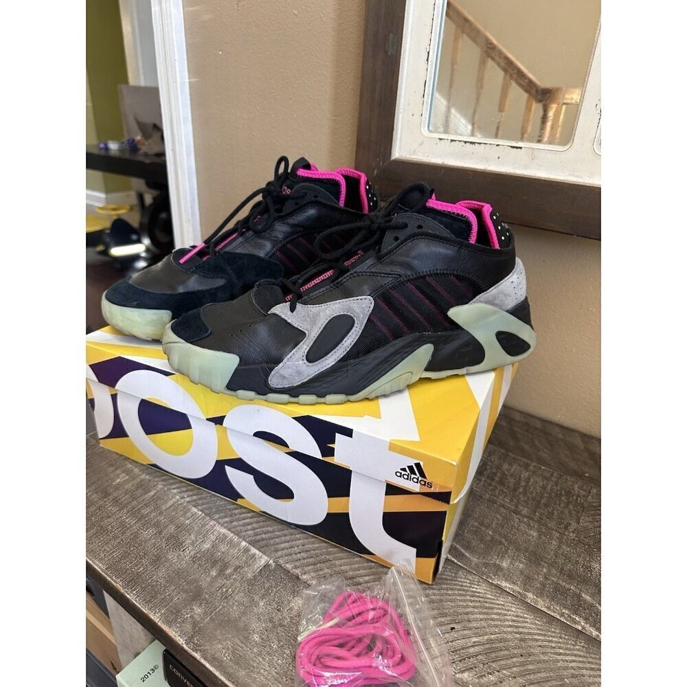 Adidas Streetball Blink Black Pink Grey Glow In The Dark Men’s Sz 12 Extra Laces